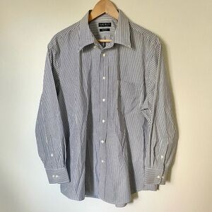 Lauren Ralph Lauren Grey and White Pinstripe Button Down Shirt Size XL